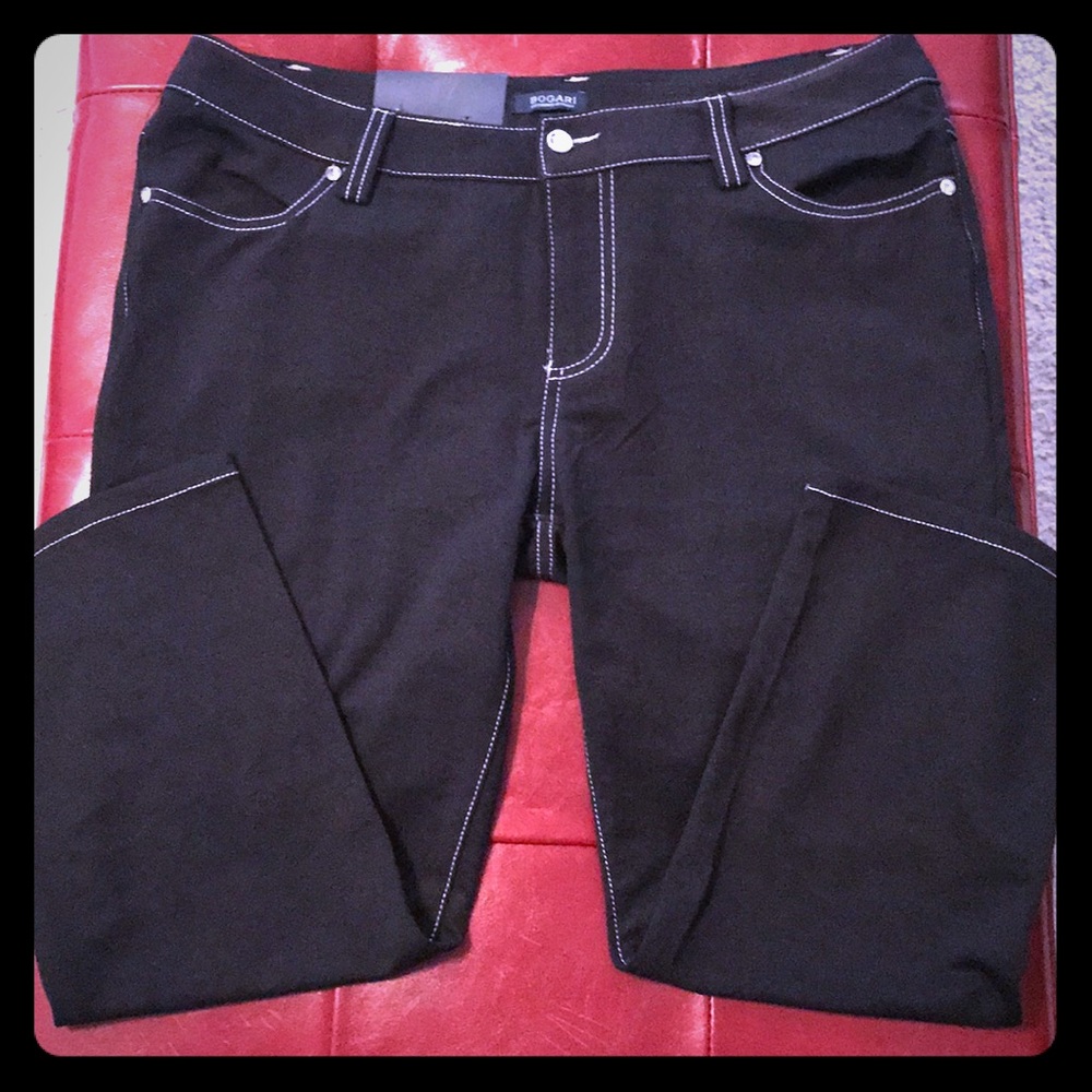 Bogari black crop pants designed in Italy w/jewels